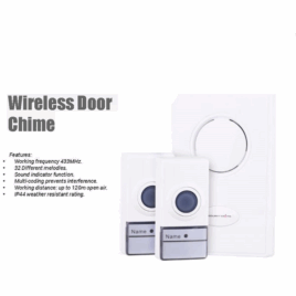 WIRELESS DOORCHIME-2 TRANSMITTERS BLACK